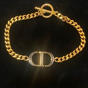 Gold Chain Dior Bracelet with CD Logo